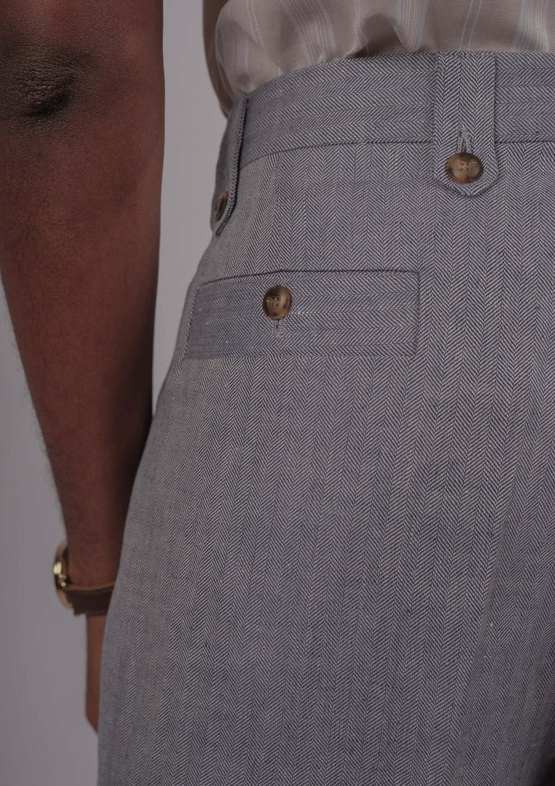 Gene Shorts - Light Blue Herringbone