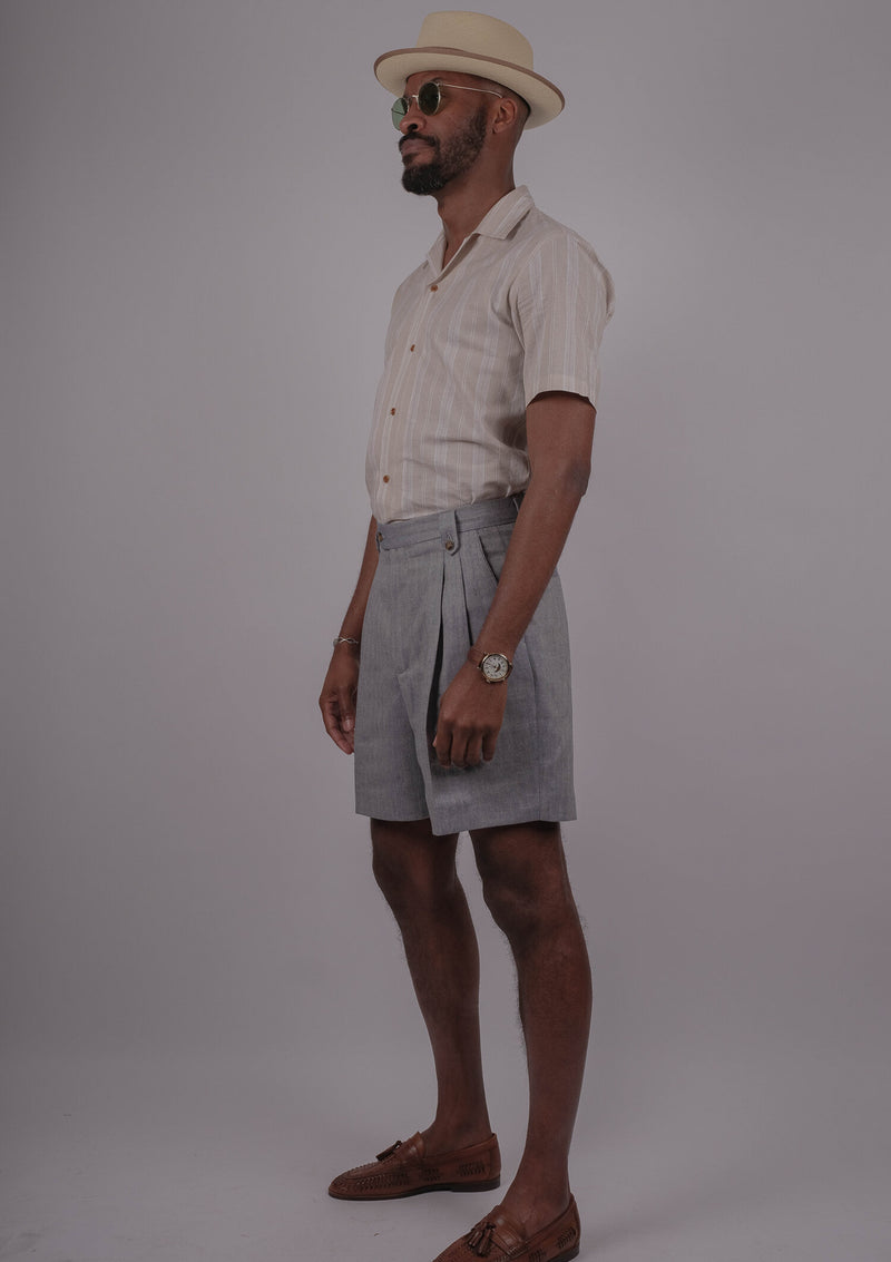 Gene Shorts - Light Blue Herringbone