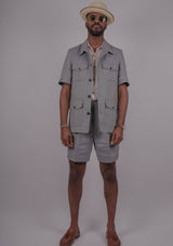 Gene Shorts - Light Blue Herringbone