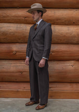 Munro Clark Trouser - Dark Taupe with Vintage Grey Stripe