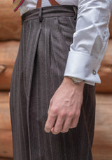 Munro Clark Trouser - Dark Taupe with Vintage Grey Stripe