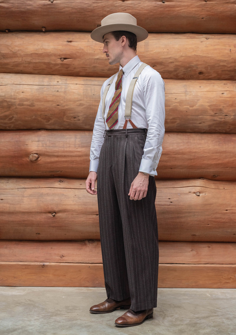 Munro Clark Trouser - Dark Taupe with Vintage Grey Stripe