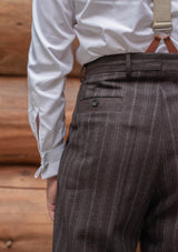 Munro Clark Trouser - Dark Taupe with Vintage Grey Stripe