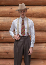 Munro Clark Trouser - Dark Taupe with Vintage Grey Stripe