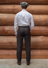 Munro Classic Trouser - Dark Taupe with Vintage Grey Stripe