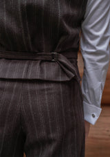 Munro Waistcoat - Dark Taupe with Vintage Grey Stripe