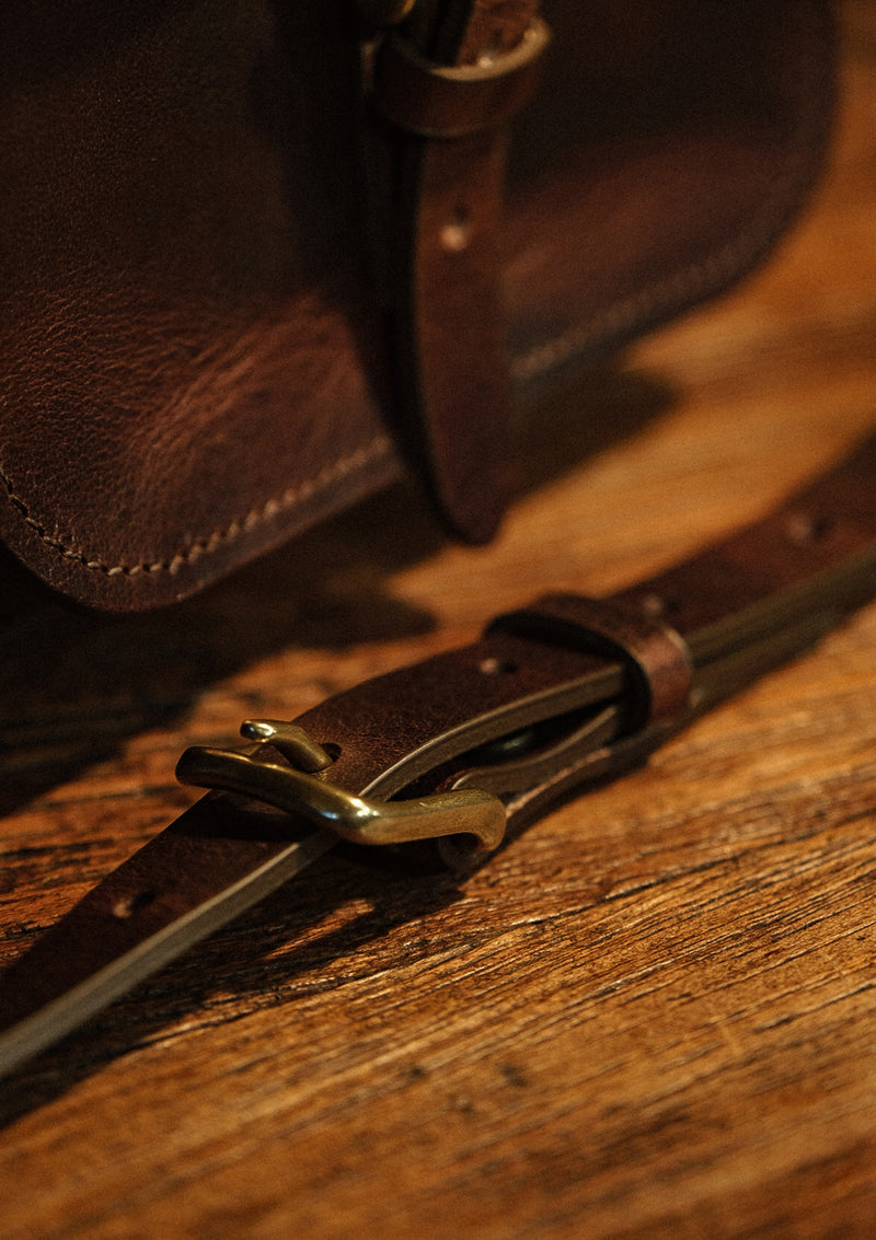 Ladies Saddle Leather Satchel - Dark Brown