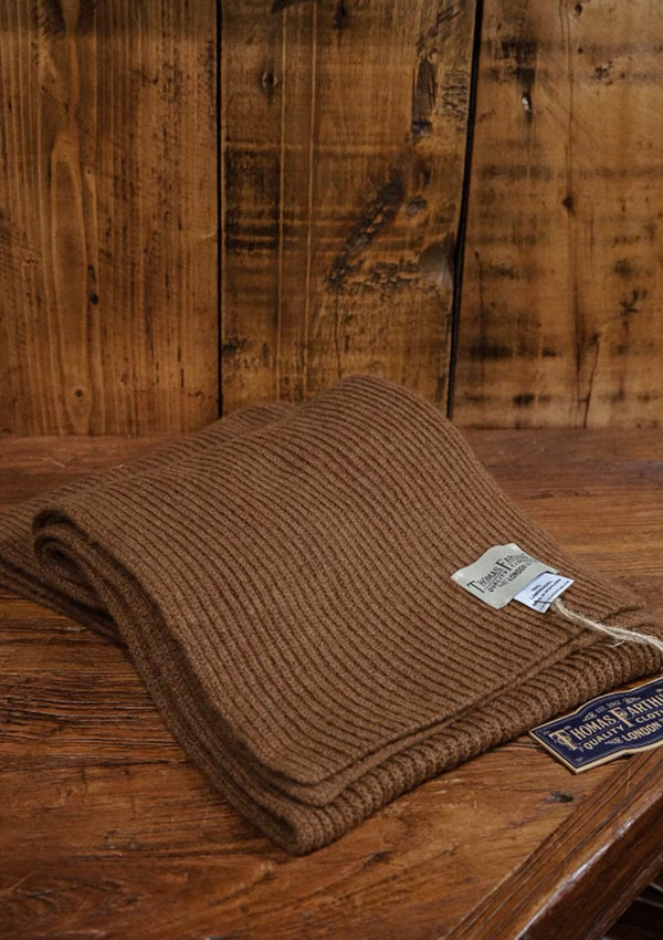 Super-soft Lambswool Ribbed Scarf - Pecan