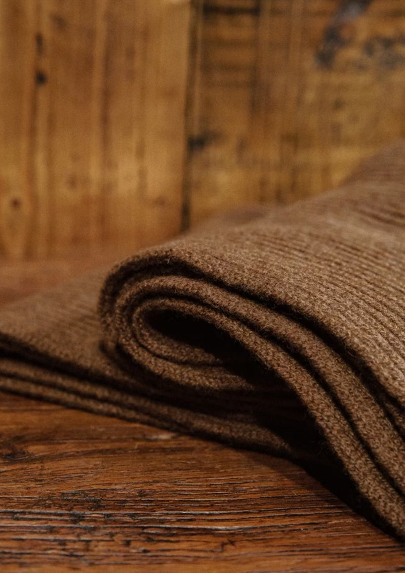 Super-soft Lambswool Ribbed Scarf - Pecan