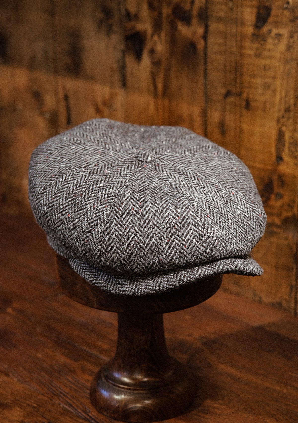 Ridgmount Baker Boy (Narrow Width) Grey Herringbone Donegal Tweed ...