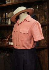 Short Sleeve Linen Board Shirt - Salmon