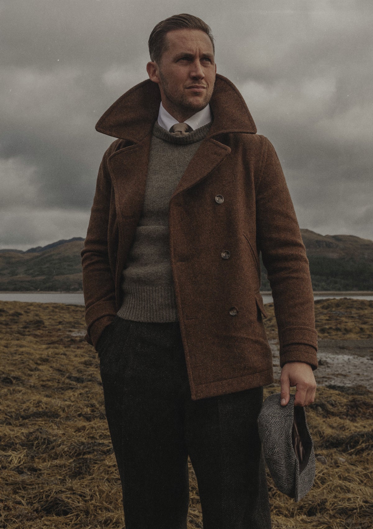 Storm-Collar Pure Wool Pea Coat Tawny Rust – Thomas Farthing London