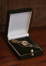 Original 1920's Tie Bar with Reverse Carved Hand Painted Glass Horse Head Badge (65mm) - Boxed