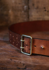 Saddle Leather Double Pin Belt - Tan